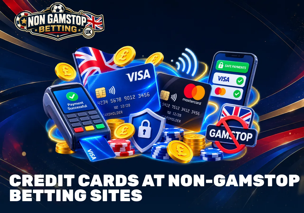 Credit cards at non-GamStop betting sites with Visa and Mastercard payments, secure deposits and pound transactions.